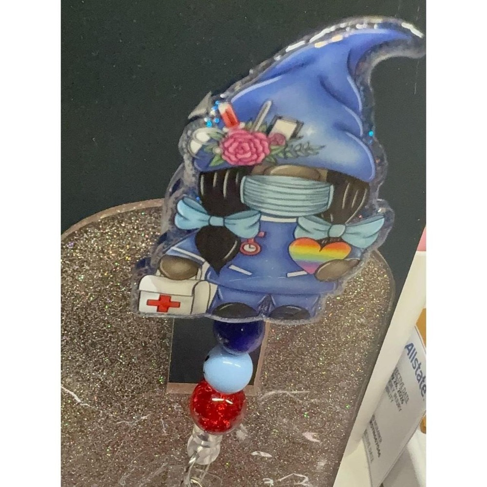 Paramedic Whimsical gnome badge reel